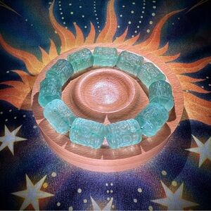 Green Fluorite Engraved Bracelet